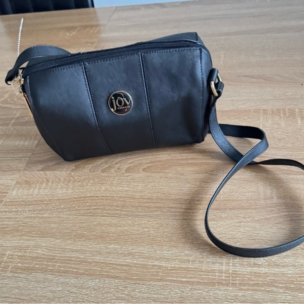 Joy Mangano Black Leather Crossbody Bag